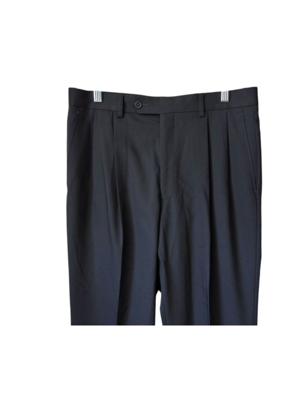 Vtg T Harris Mens Pants 32 x 30 Wool Pleated Cuffed Charcoal Gray 90s London